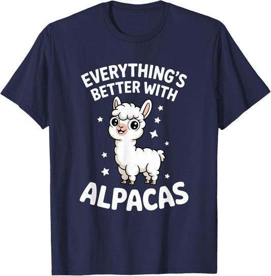 Cute Alpaca Lover Adults or Kids Alpacas T-Shirt - T-Shirt | Navy