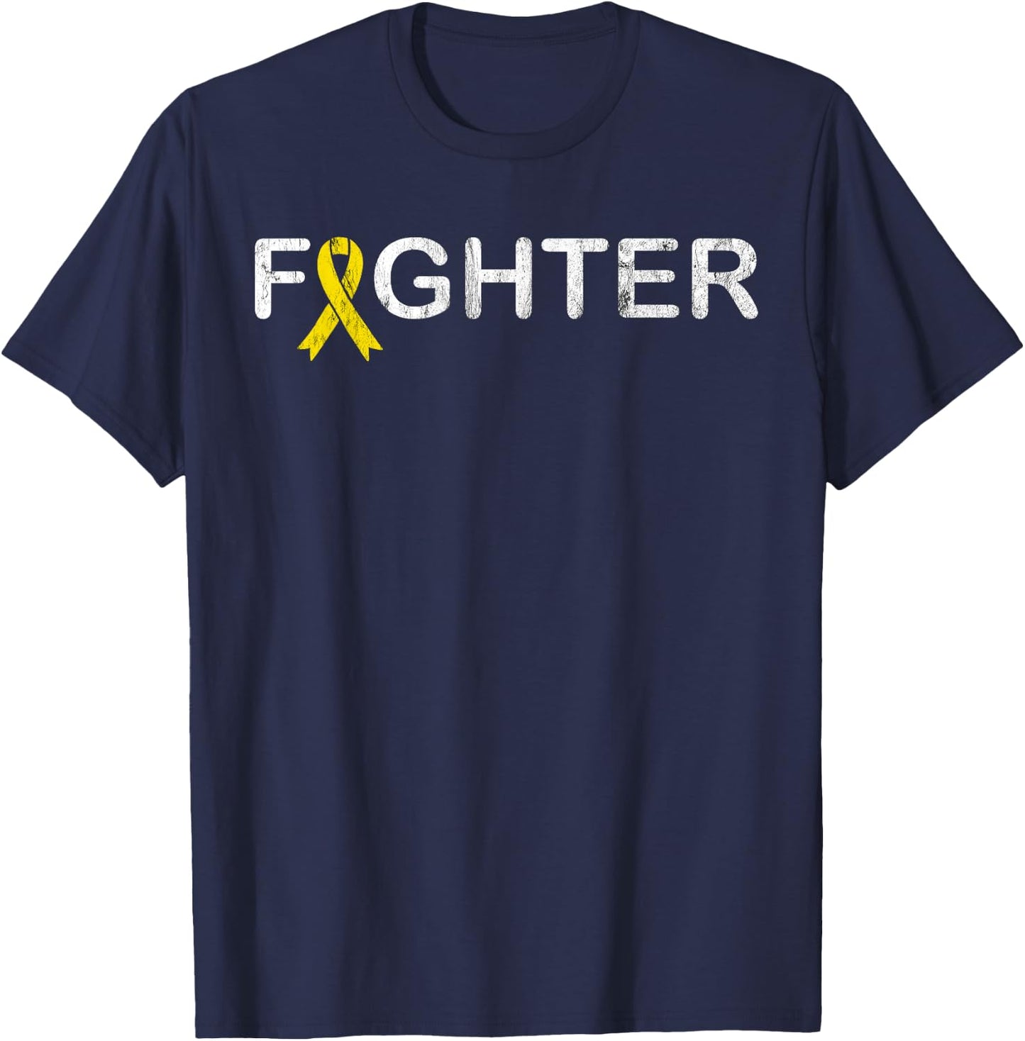 Bone Cancer Fighter - Sarcoma Yellow Ribbon Shirt T-Shirt - T-Shirt | Navy