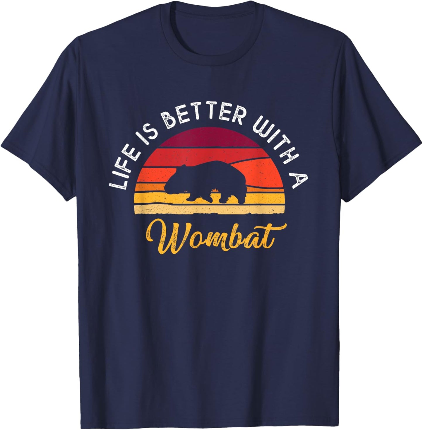 Retro Vintage Life Is Better With A Wombat Lovers Shirts T-Shirt - T-Shirt | Navy