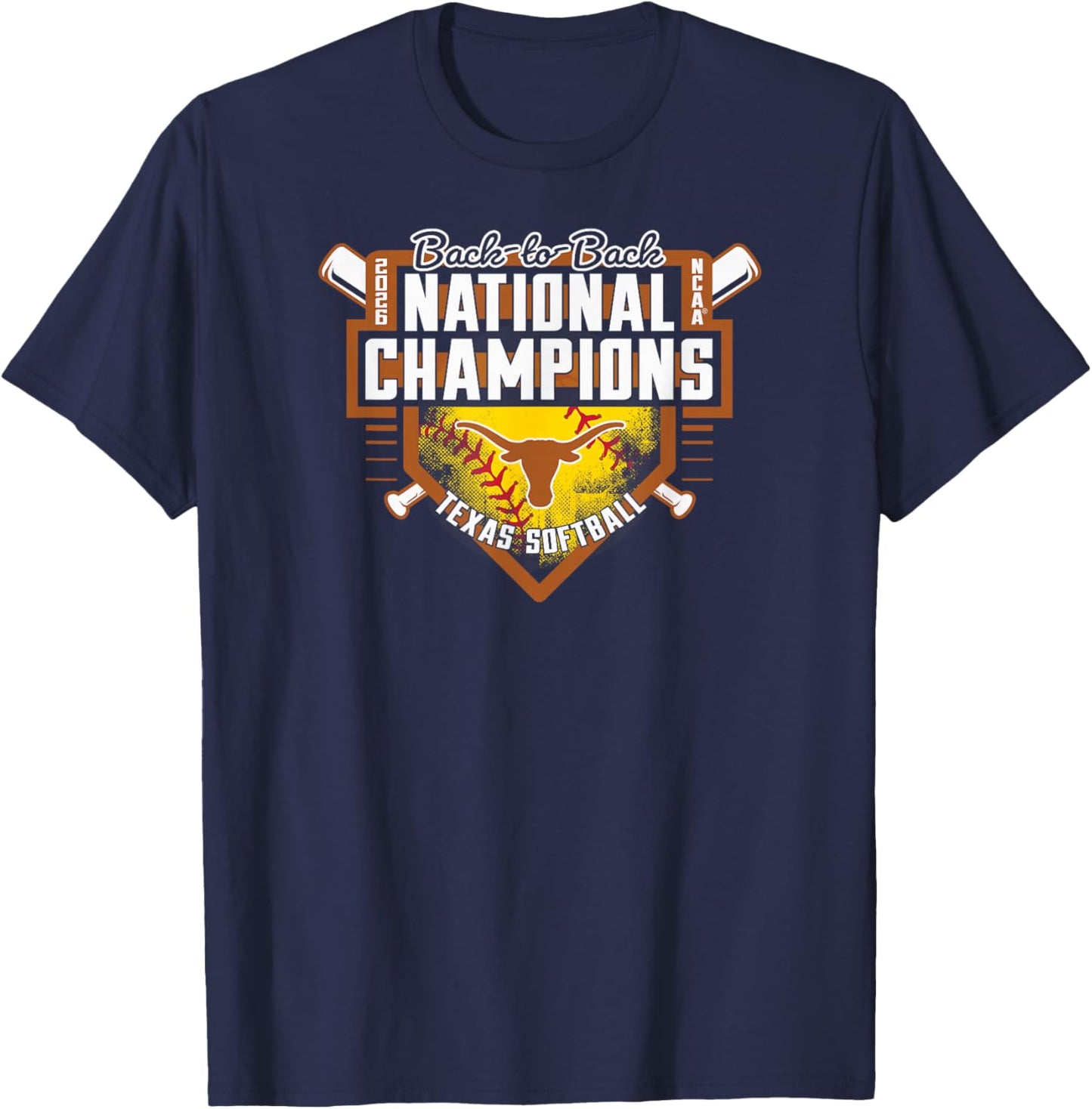 Texas Longhorns National Champs 2026 Softball Back to Back T-Shirt - T-Shirt | Navy