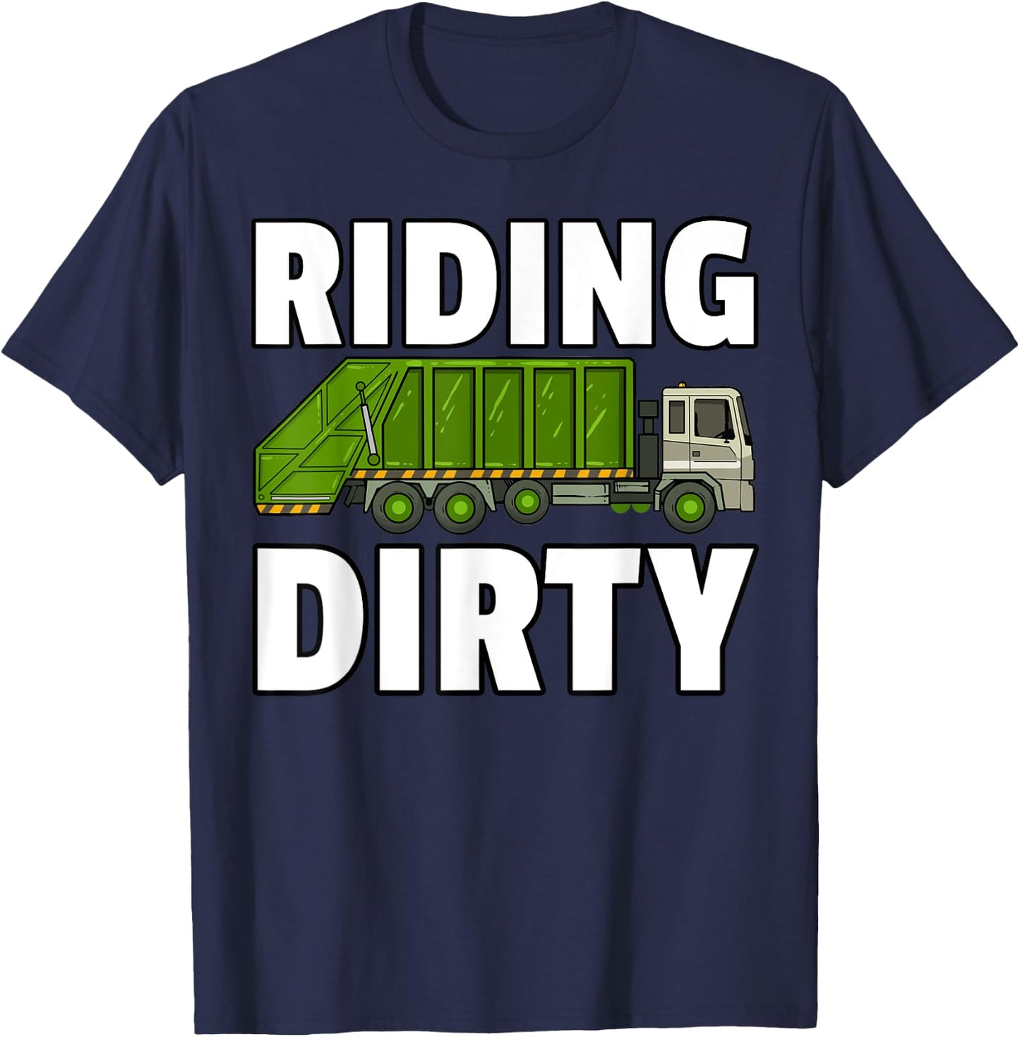 Riding Dirty Garbage Day Trash Truck Recycling Man Kids T-Shirt - T-Shirt | Navy