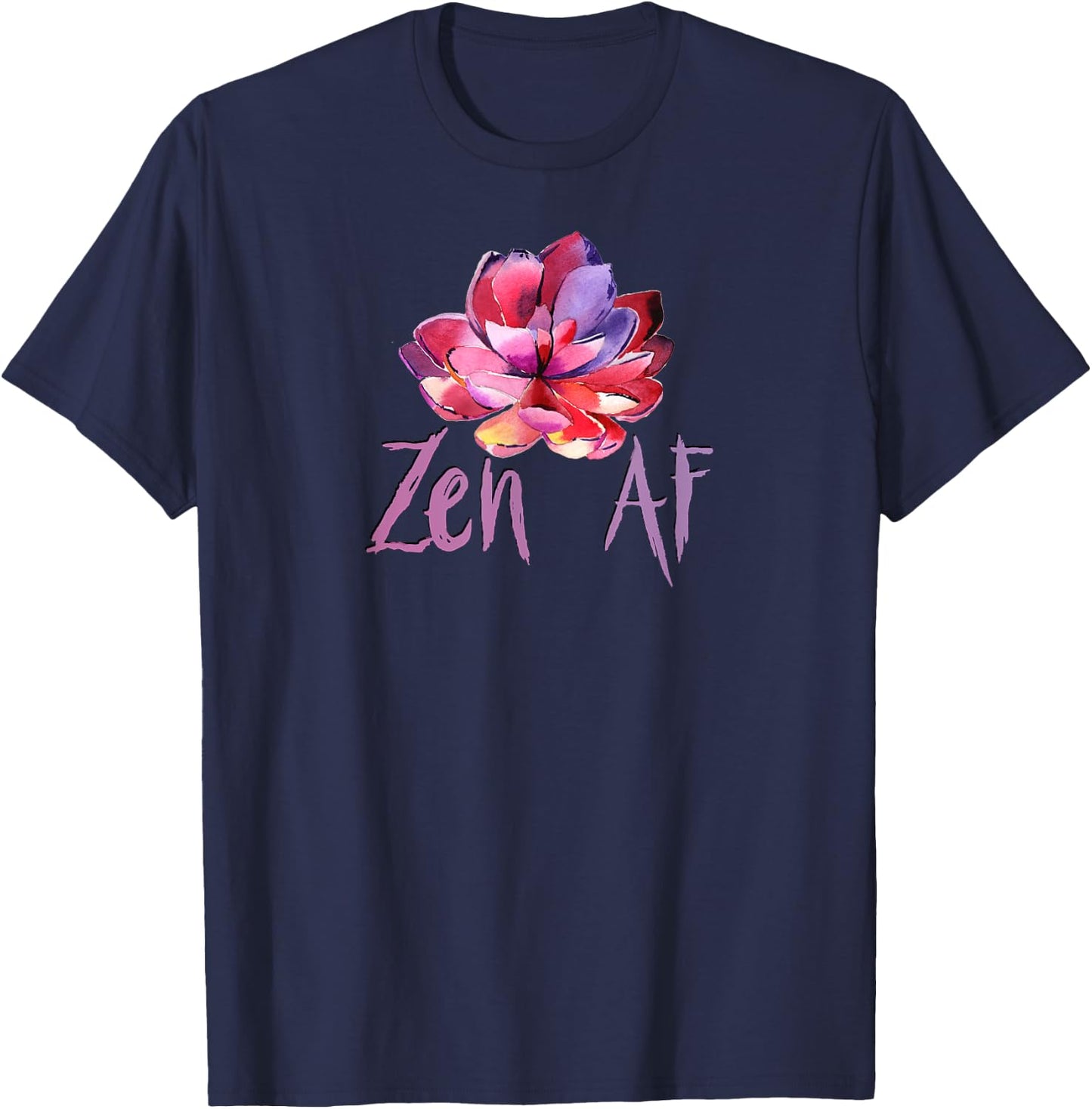 Funny Zen AF Colorful Lotus T Shirt T-Shirt - T-Shirt | Navy