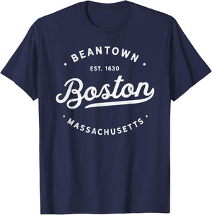 Classic Retro Vintage Boston Massachusetts Beantown USA T-Shirt - T-Shirt | Navy