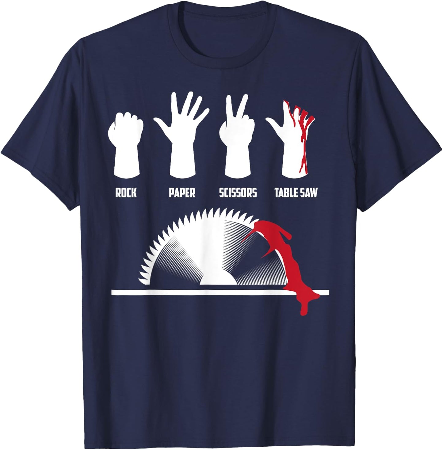 Cool Rock Paper Scissors Table Saw Gift Carpenters T-Shirt - T-Shirt | Navy