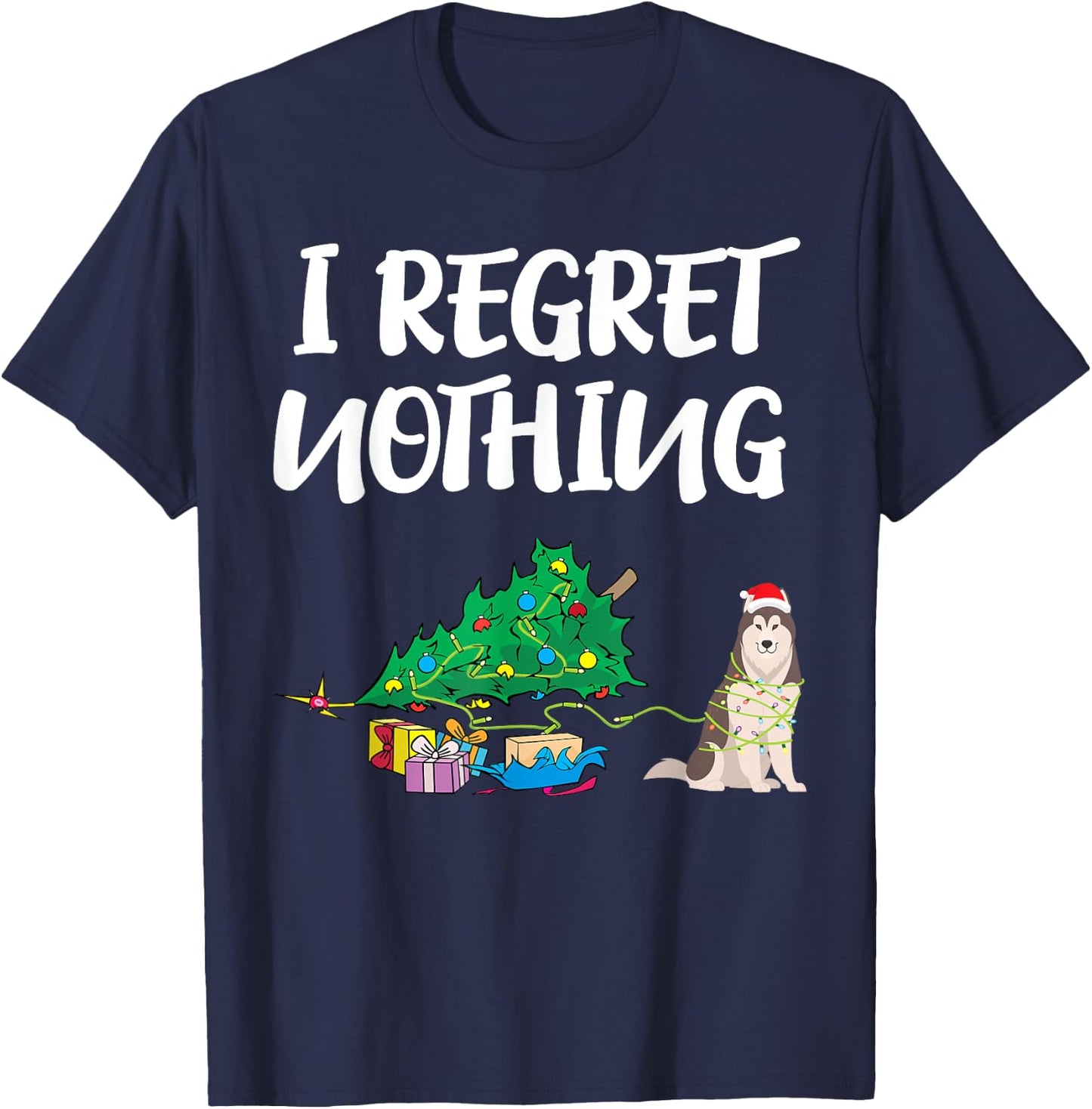 Funny Husky Dog Christmas Shirt | Puppy Pet Husky Women Kids T-Shirt - T-Shirt | Navy