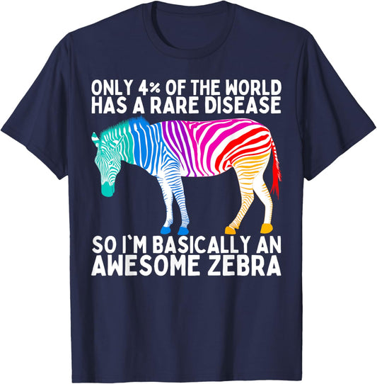 Rare Disease Awareness Day Zebra Ribbon T-Shirt - T-Shirt | Navy