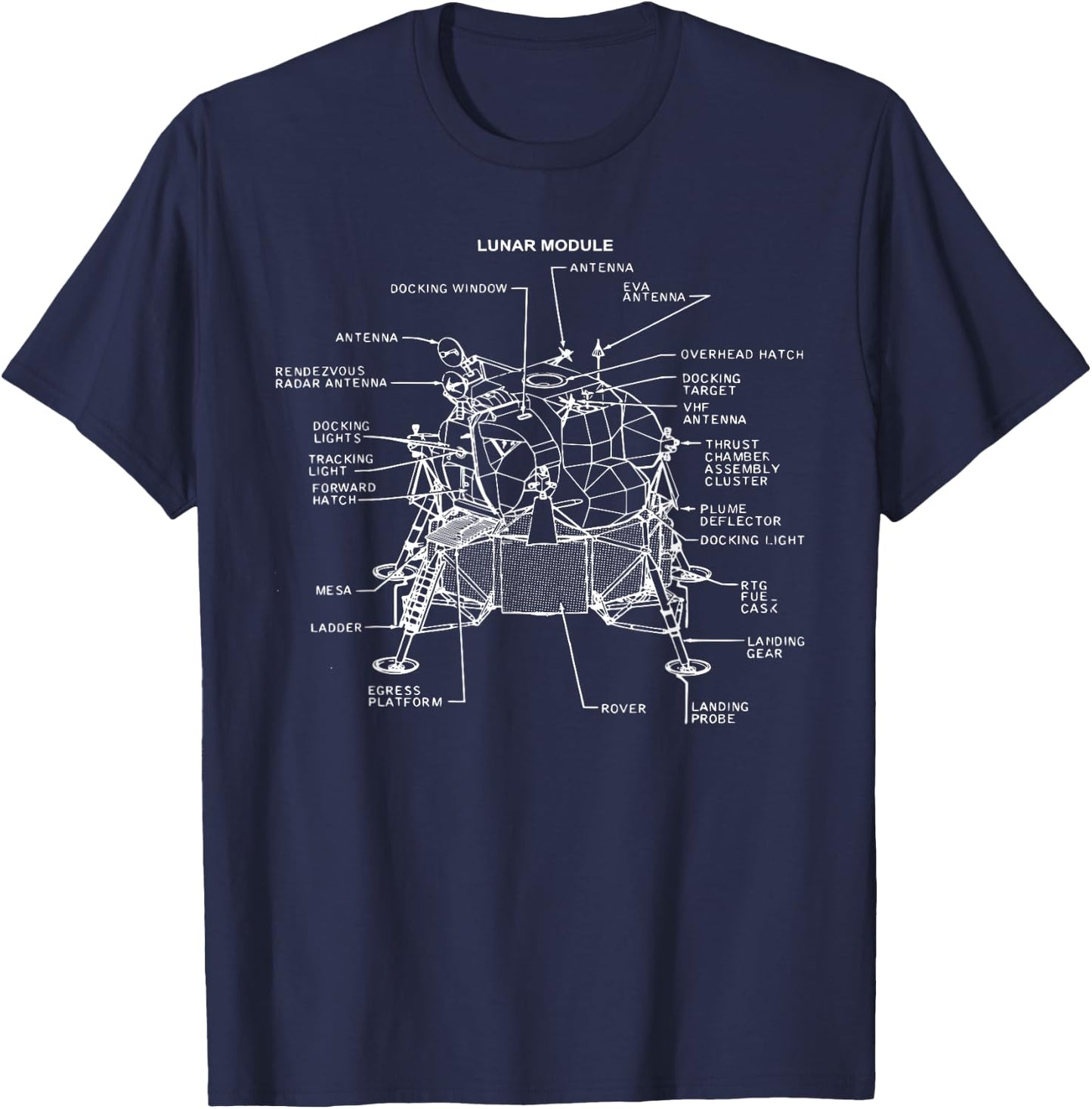 Apollo Lunar Module Moon Landing Moonshot Blueprint T-Shirt - T-Shirt | Navy