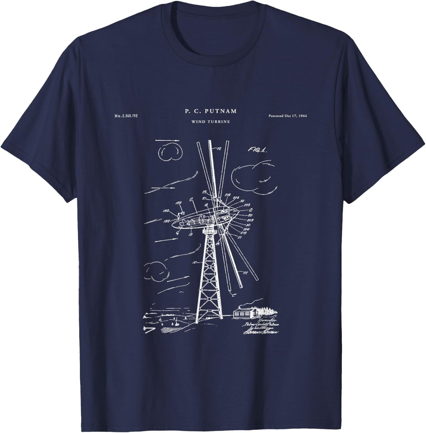 Wind Turbine Patent - Turbine T-Shirt - T-Shirt | Navy