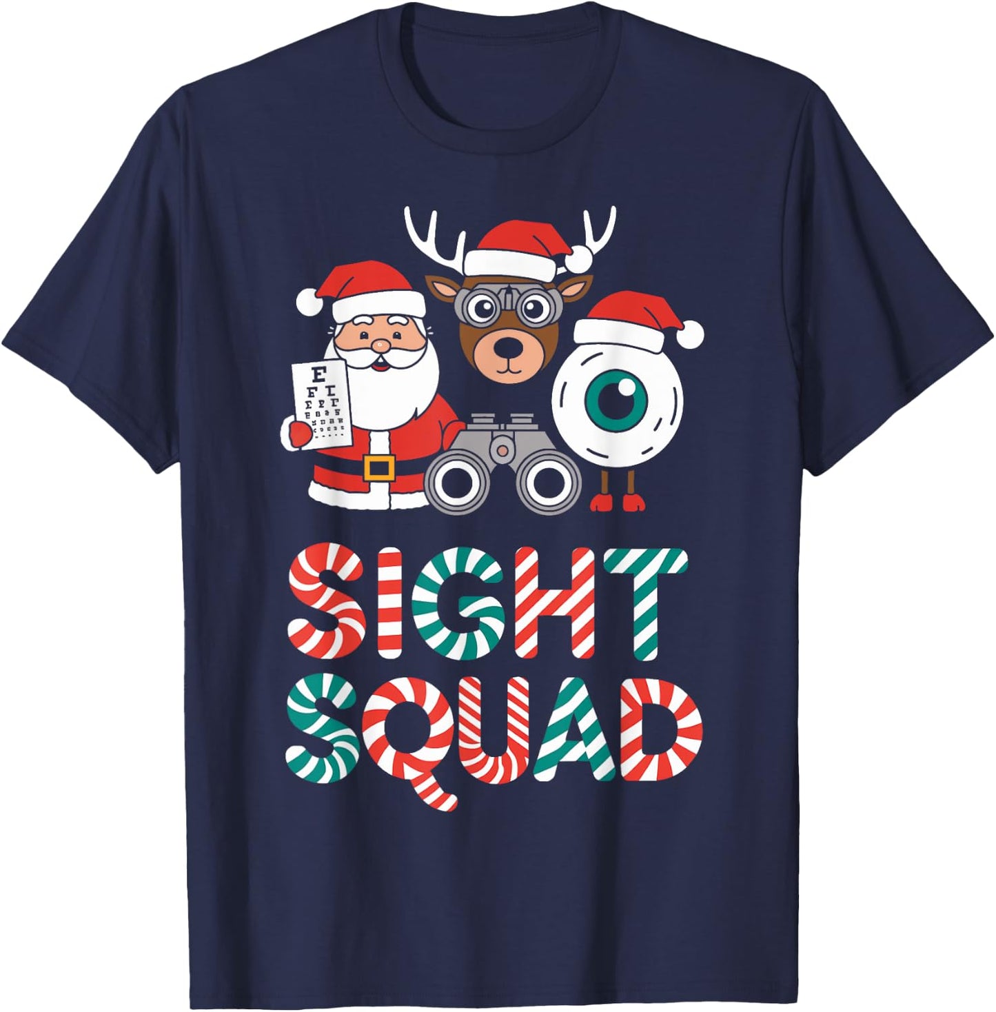 Cute Sight Squad Christmas Eye Doctor Christmas Optician T-Shirt - T-Shirt | Navy