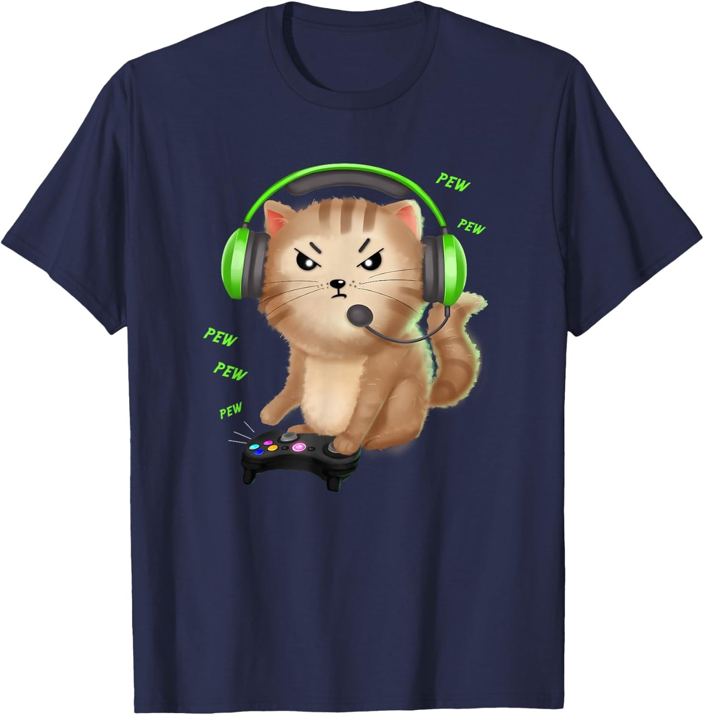 Cat Gaming Gift Video Games Lover Nerd Girl T-Shirt - T-Shirt | Navy