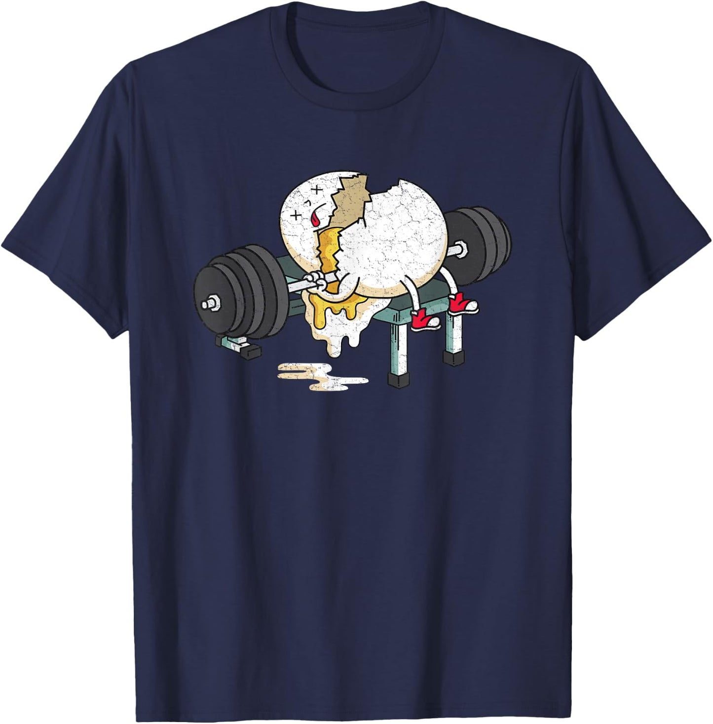 Funny Smashed Egg Fitness Gym Barbells Lifting Workout T-Shirt - T-Shirt | Navy