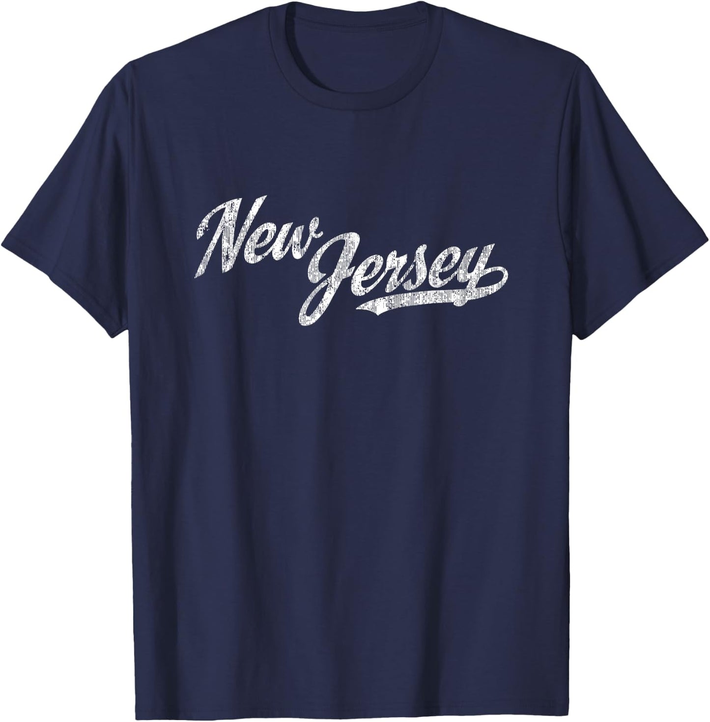 New Jersey NJ Vintage Sports Script Retro T-Shirt - T-Shirt | Navy