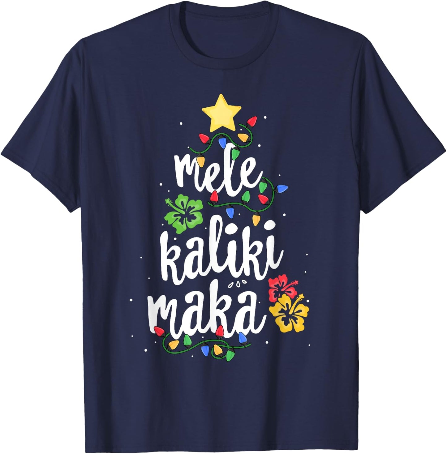 Mele Kalikimaka Shirt Hawaiian Hawaii Christmas T-Shirt - T-Shirt | Navy