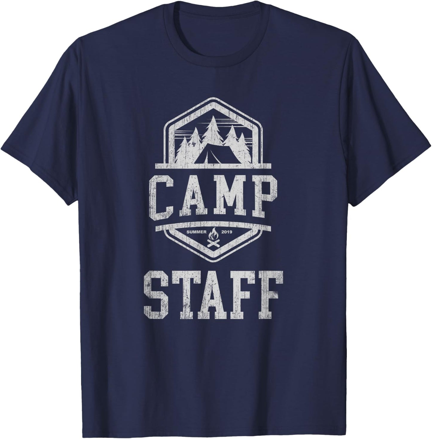 CAMP STAFF Campground Crew Summer Camping Counselor Director T-Shirt - T-Shirt | Navy