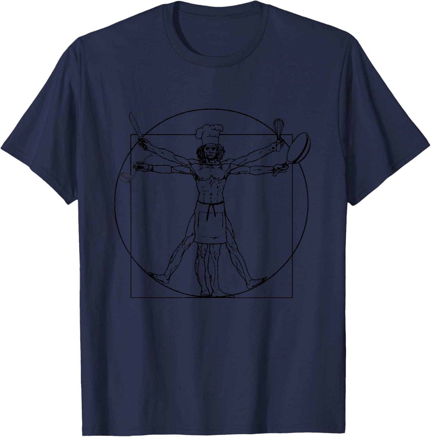 Chef - Vitruvian Man Da Vinci Vintage Funny Gift T-Shirt - T-Shirt | Navy