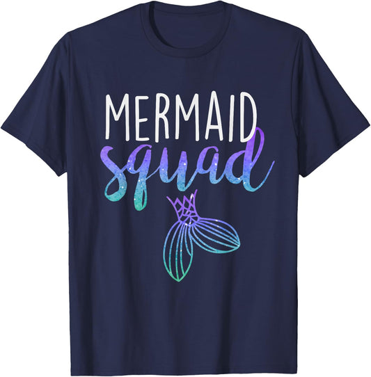 Mermaid Squad Mermaid Birthday Party Shirt T-Shirt - T-Shirt | Navy