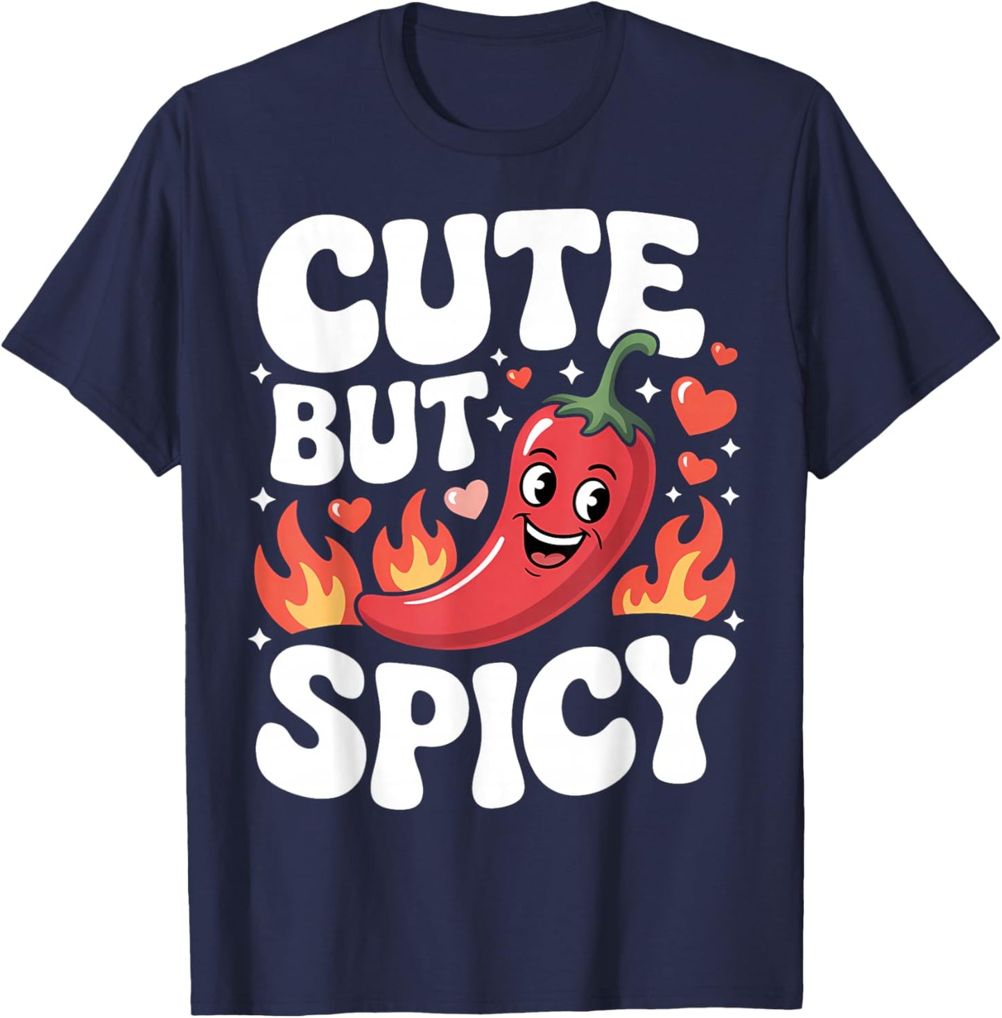 Cute But Spicy Smiling Chili Red Pepper for Kids Women Men T-Shirt - T-Shirt | Navy