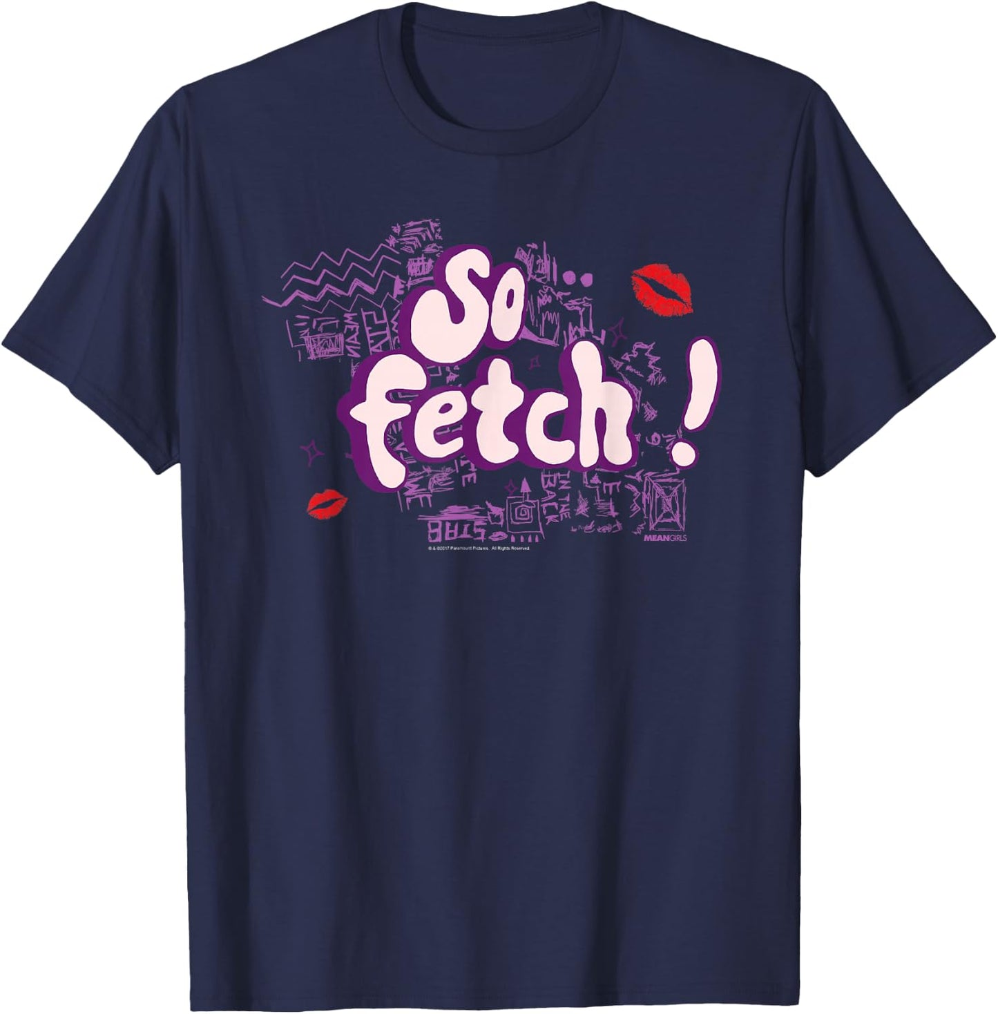 Mean Girls So Fetch! Illustrated Type Y2K Movie T-Shirt - T-Shirt | Navy