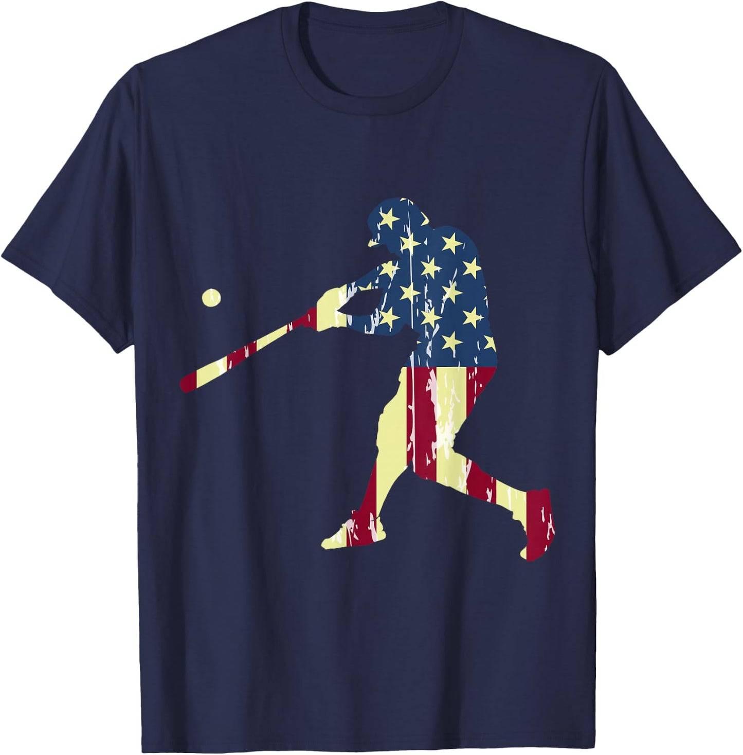 Patriotic American Flag Baseball Shirt, Baseball Men T-Shirt - T-Shirt | Navy