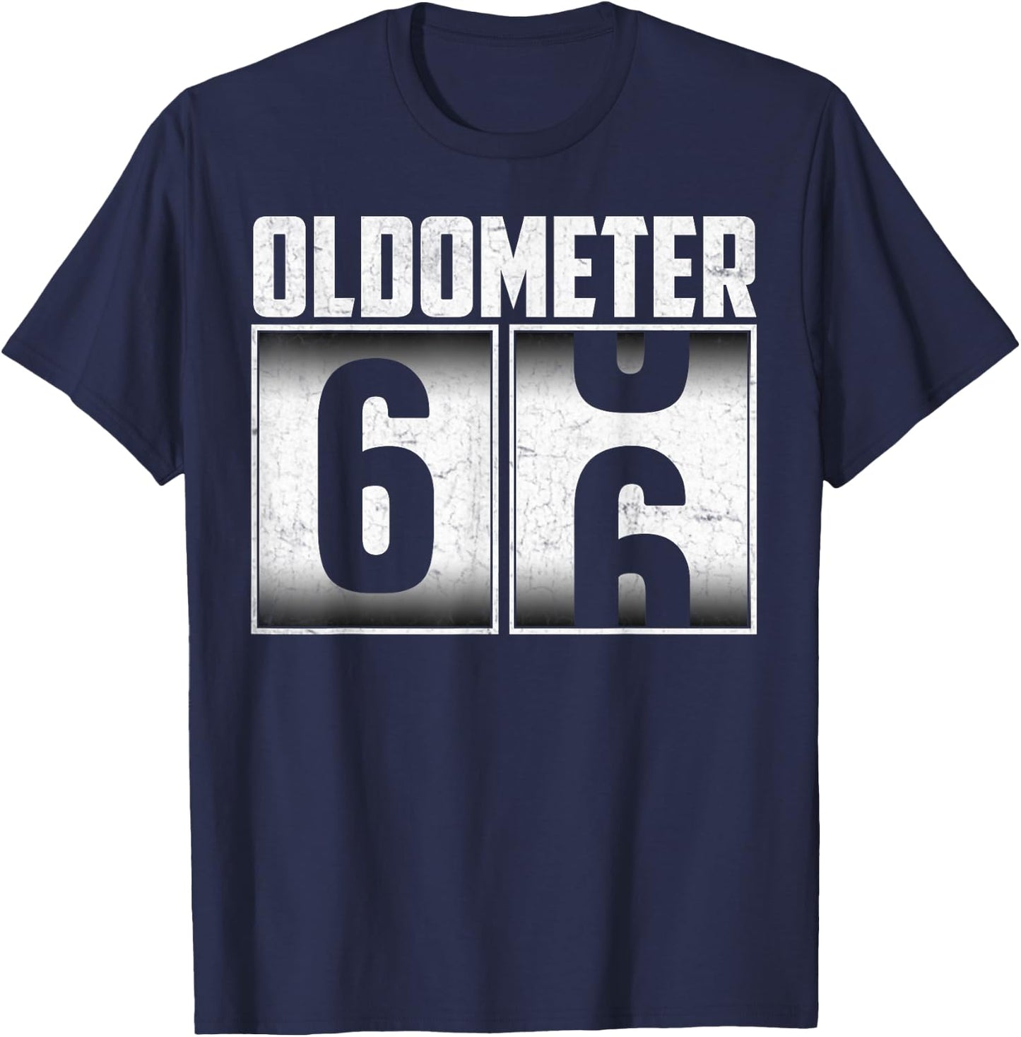 Vintage Oldometer 66 Biker Riding 66th Birthday 66 Years Old T-Shirt - T-Shirt | Navy
