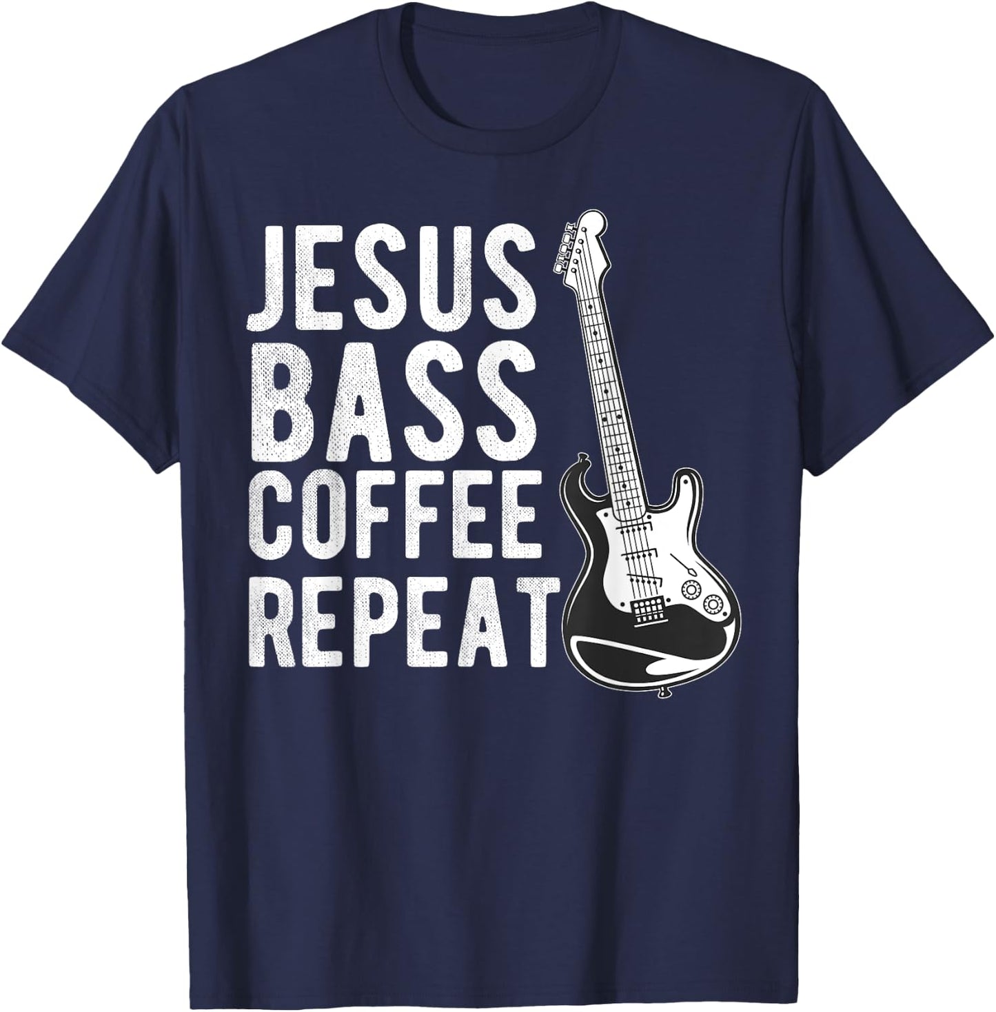 Christian Bass Guitar Player Worship Jesus Bassist Music T-Shirt - T-Shirt | Navy