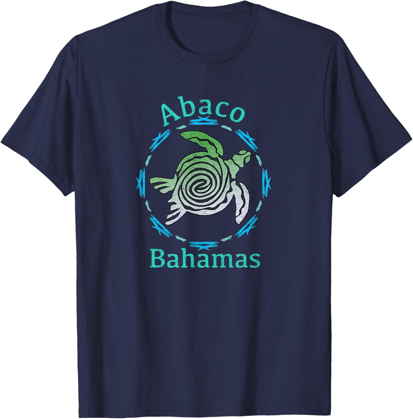 Abaco Bahamas Vintage Tribal Turtle Gift T-Shirt - T-Shirt | Navy