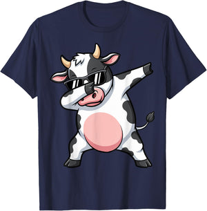 Dabbing Cow Sunglasses Cow Animal T-Shirt - T-Shirt | Navy
