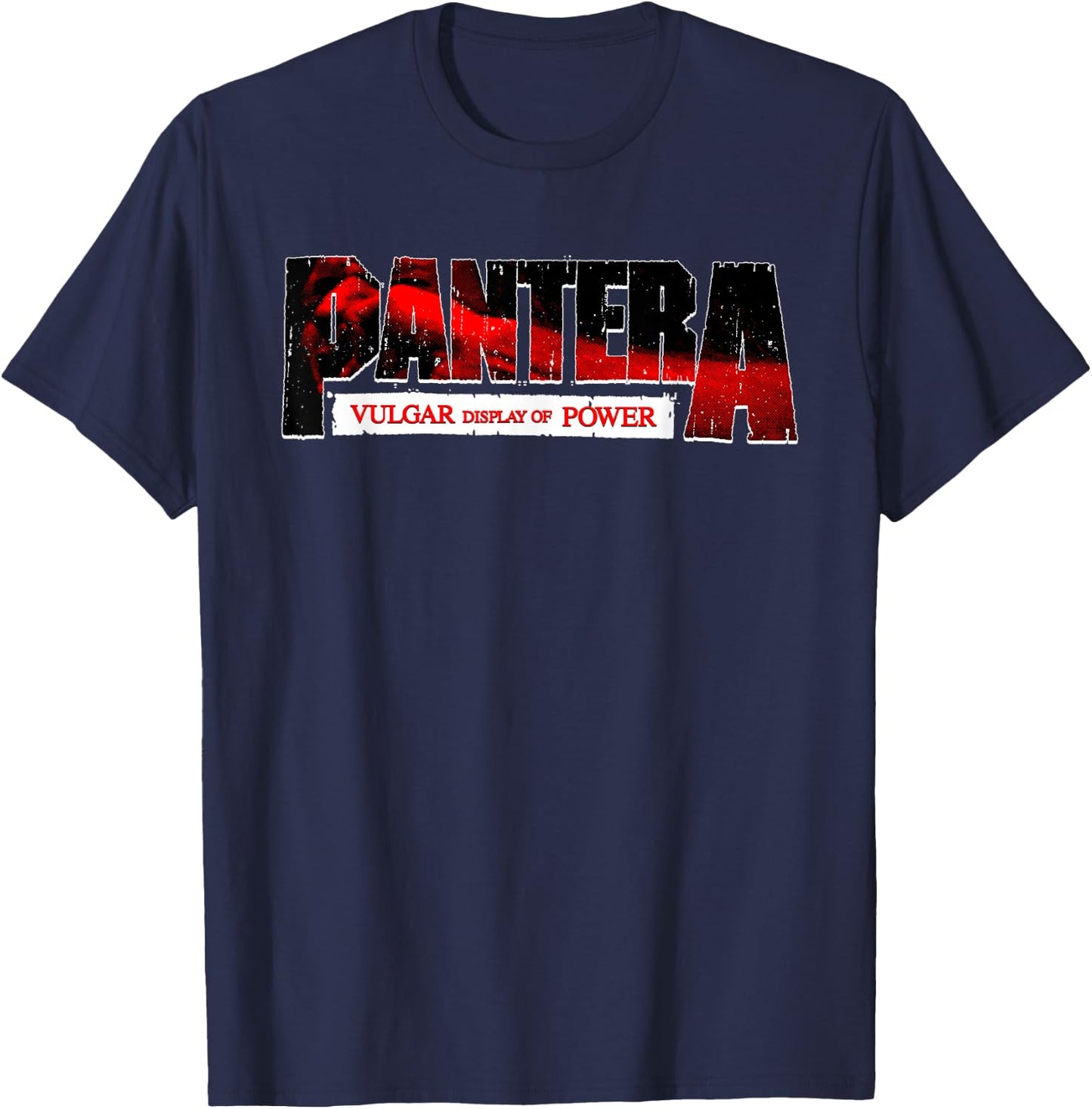 Pantera Official Vulgar Display Of Power Logo Red T-Shirt - T-Shirt | Navy