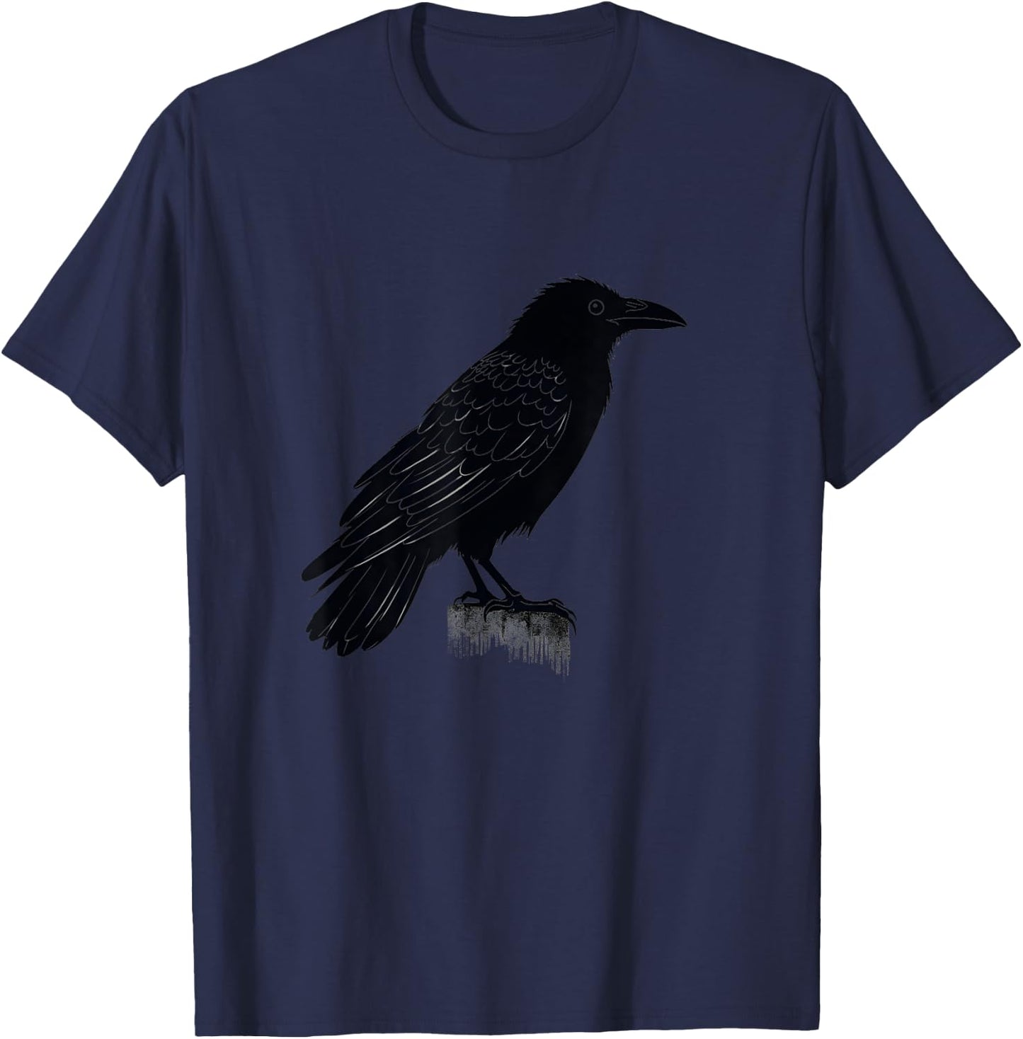 Vintage Crow Black Illustration Raven T-Shirt - T-Shirt | Navy
