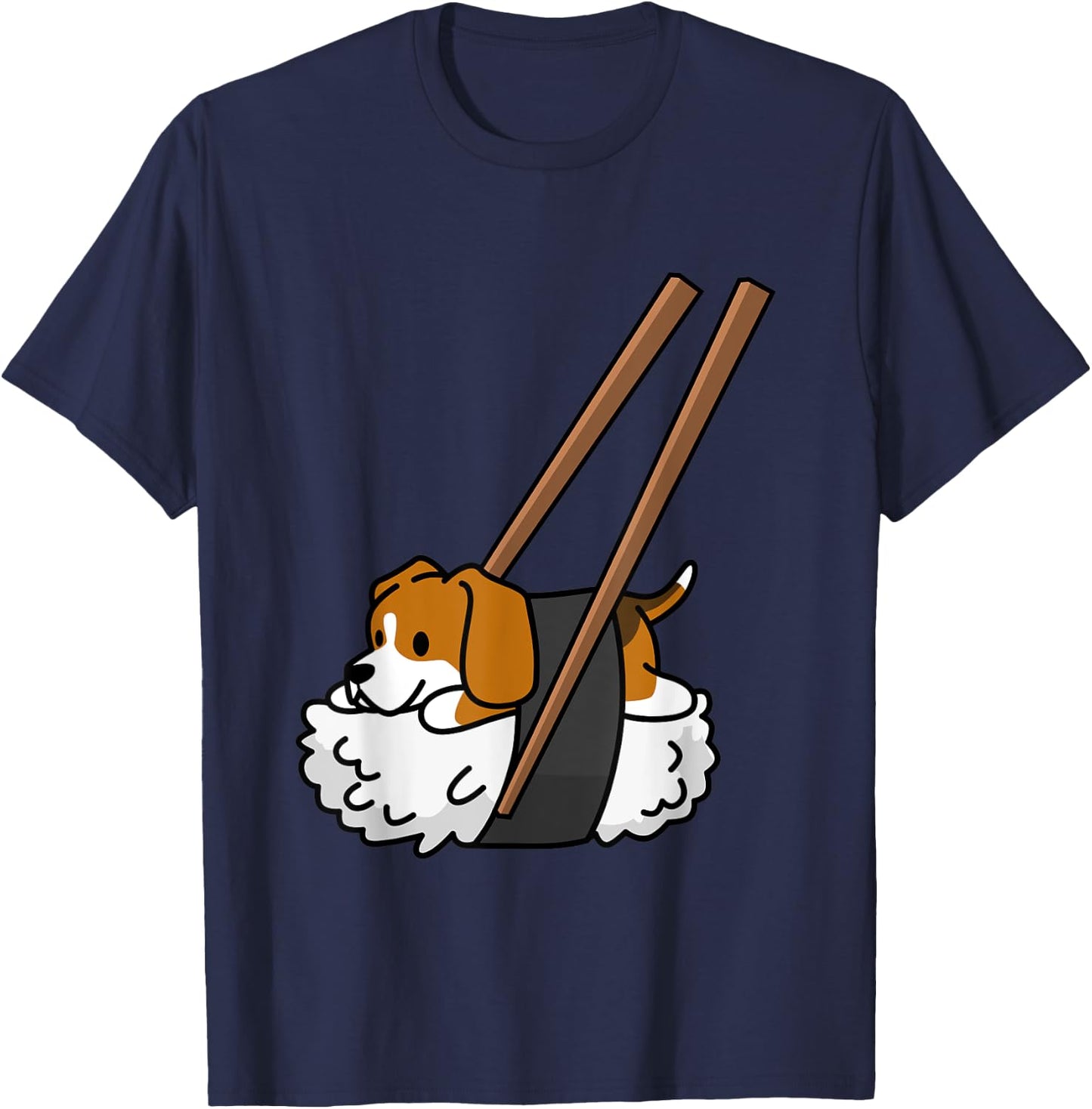 Beagle Nigiri Sushi Funny Dog Shirt T-Shirt - T-Shirt | Navy
