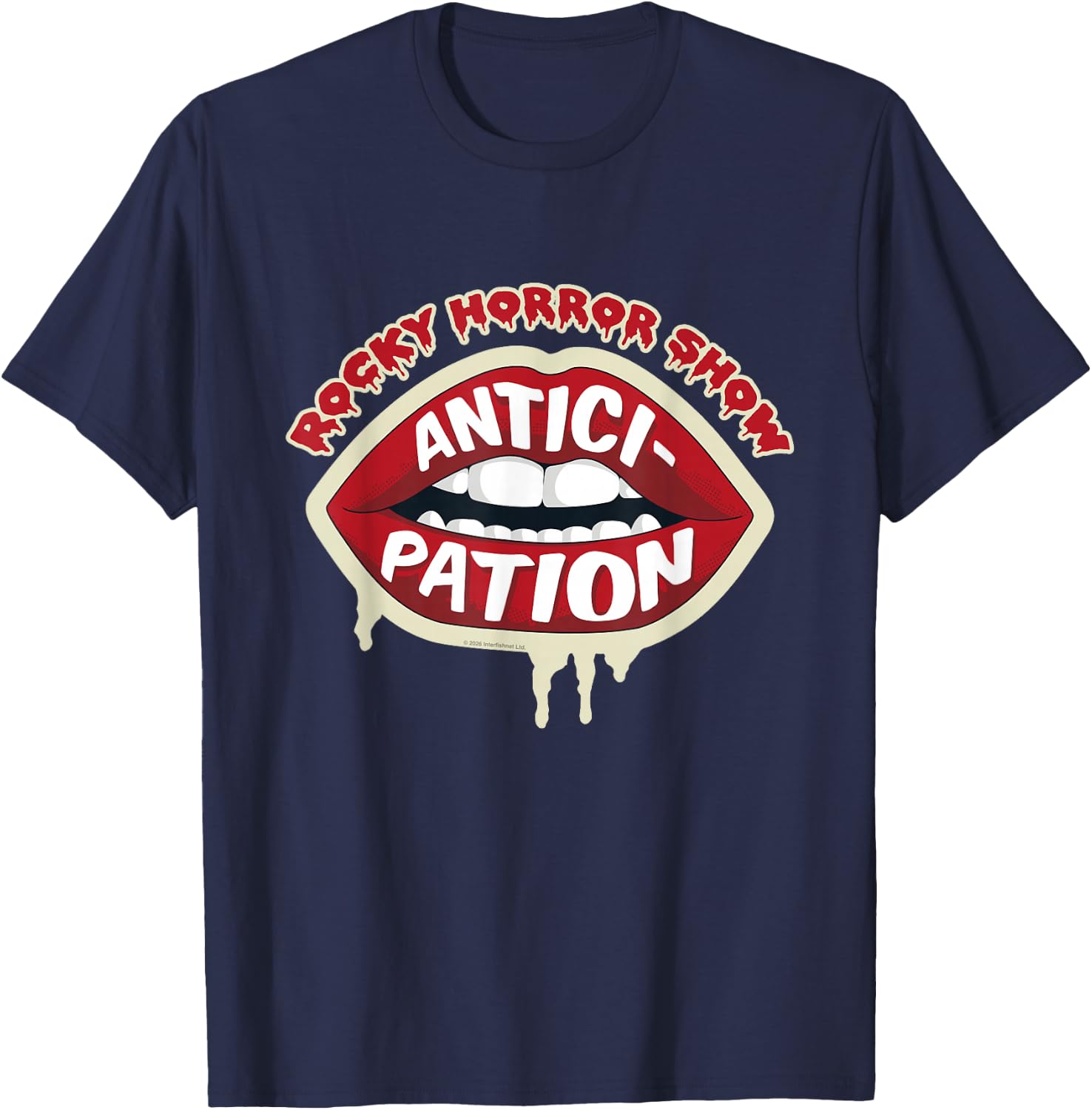 Rocky Horror Show Anticipation Dr Frank-N-Furter Quote Lips T-Shirt - T-Shirt | Navy