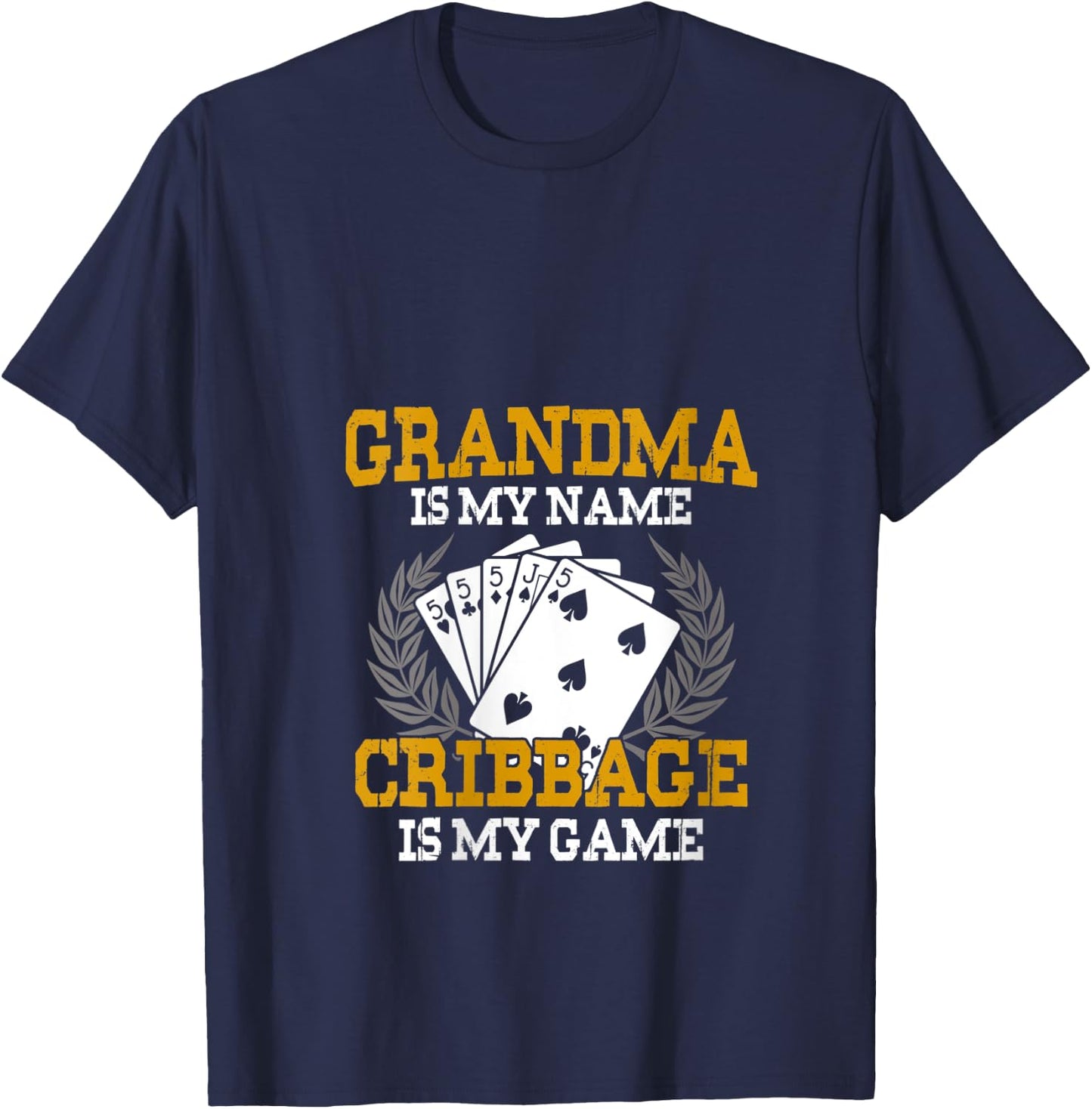 Grandma Is My Name Cribbage Is My Game - Crib Funny Gift V-Neck T-Shirt - T-Shirt | Navy