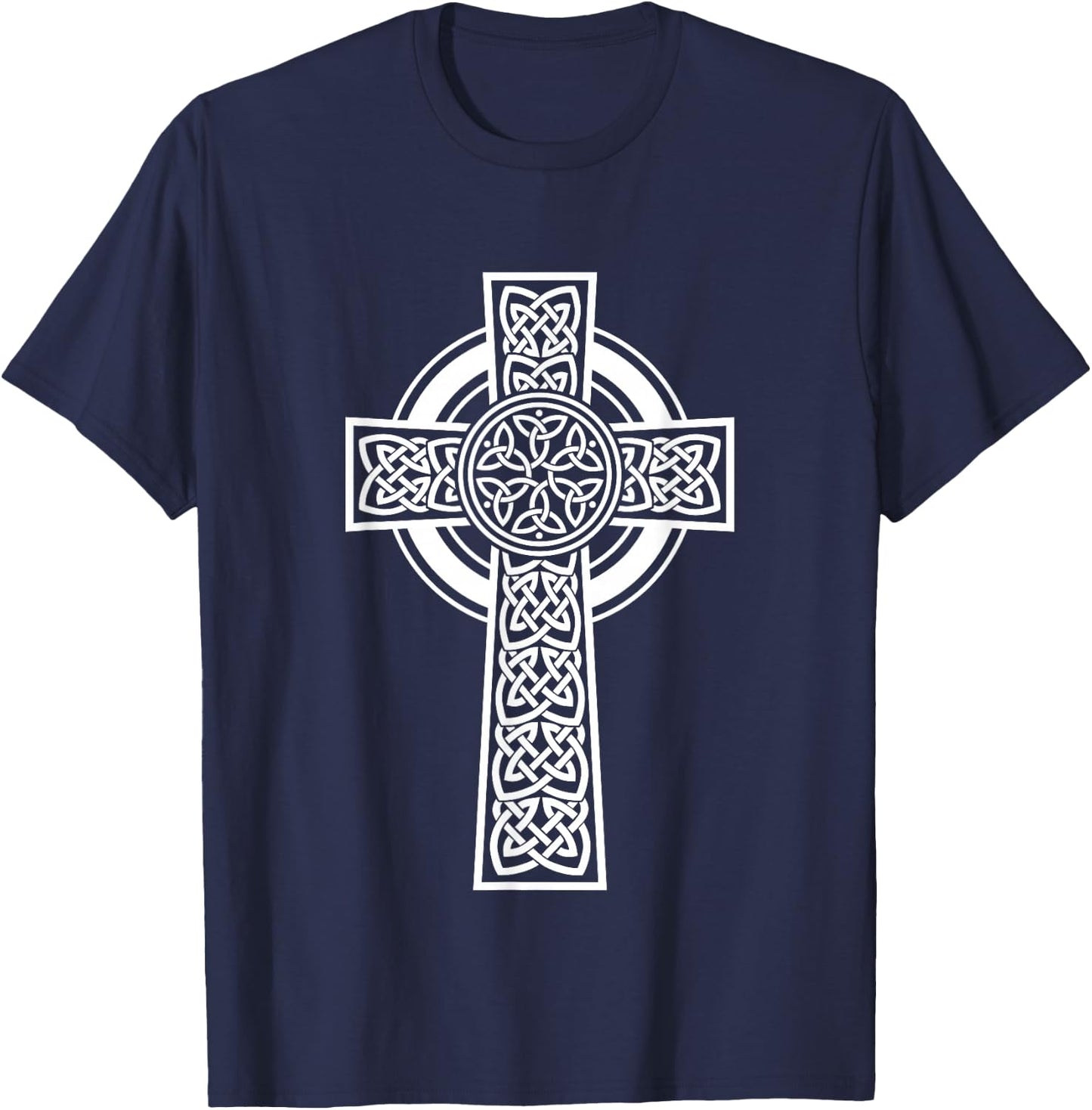 Irish Celtic Knotwork Cross T-Shirt - T-Shirt | Navy