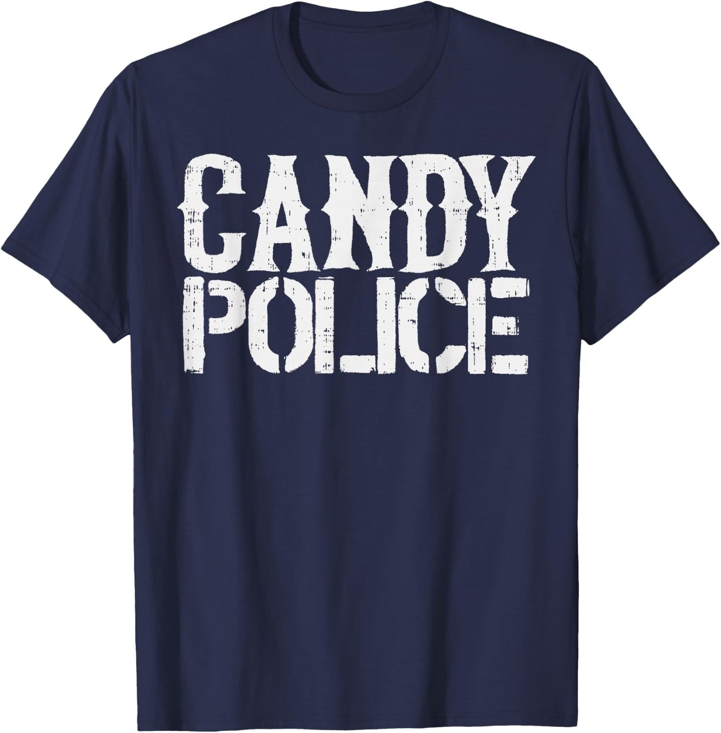 Candy Police Shirt Funny Parents Halloween Costume Party T-Shirt - T-Shirt | Navy