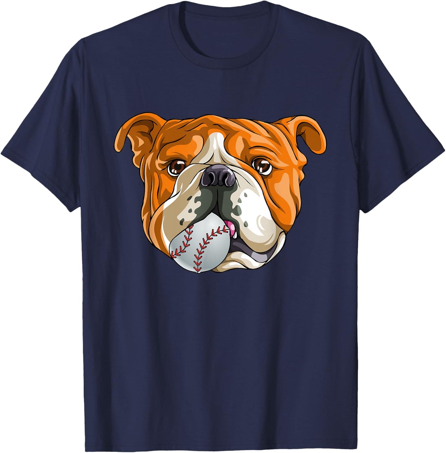 English Bulldog Baseball T Shirt Dog Funny Cute Lover T-Shirt - T-Shirt | Navy