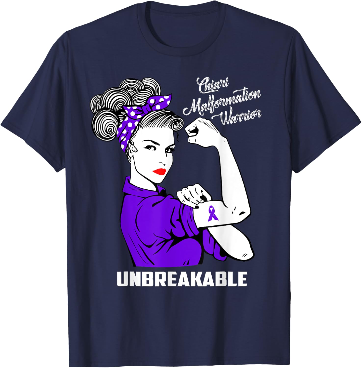 Chiari Malformation Warrior Unbreakable Shirt Awareness Gift T-Shirt - T-Shirt | Navy