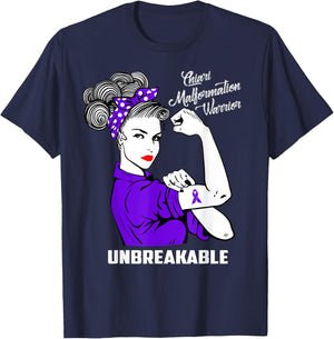 Chiari Malformation Warrior Unbreakable Shirt Awareness Gift T-Shirt - T-Shirt | Navy