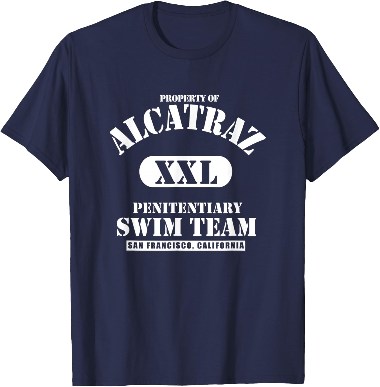 Property Of Alcatraz XXL Penitentiary Swim Team T-Shirt - T-Shirt | Navy