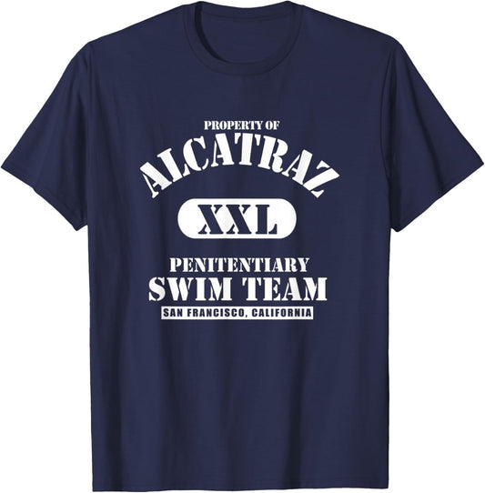 Property Of Alcatraz XXL Penitentiary Swim Team T-Shirt - T-Shirt | Navy