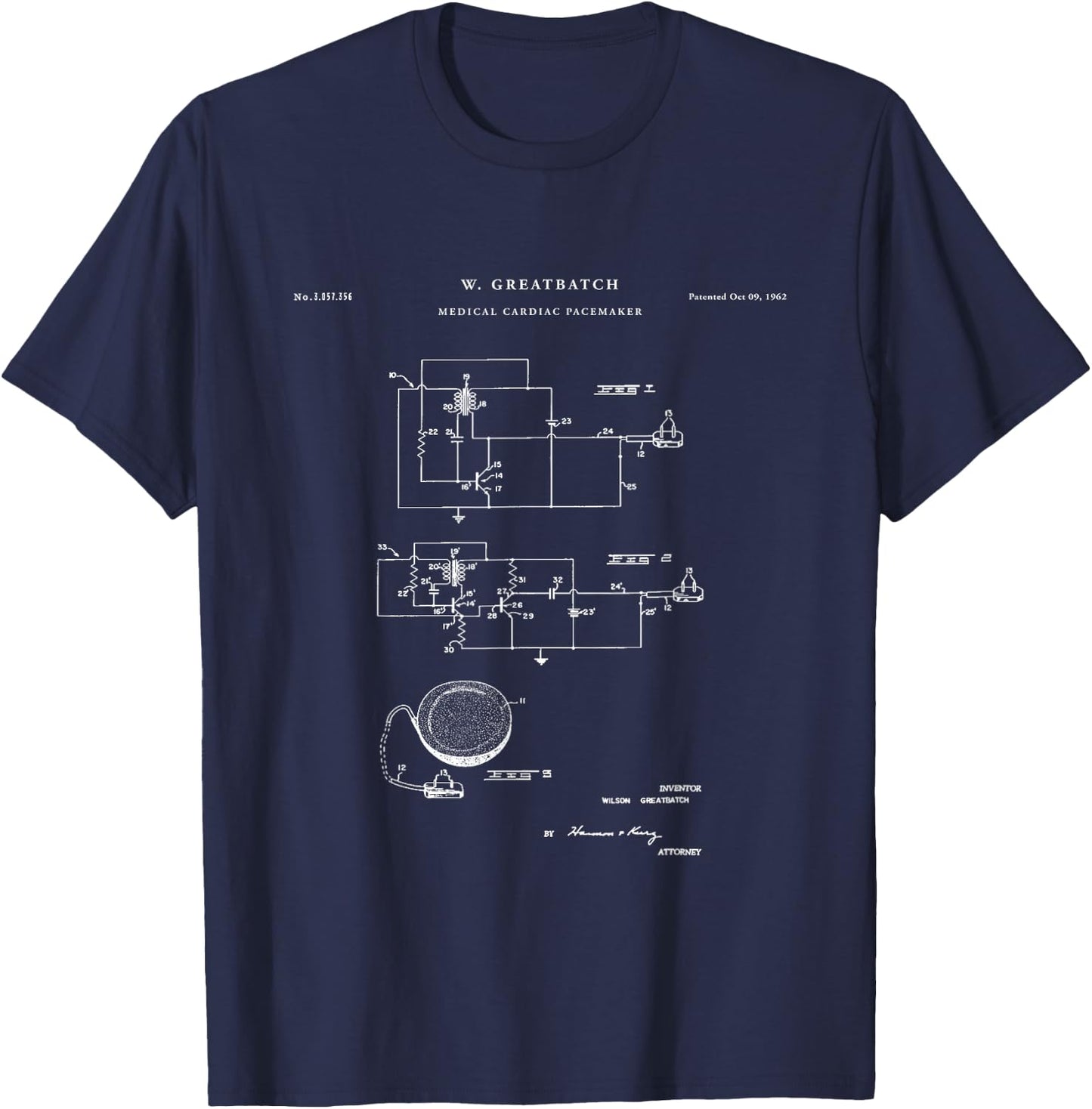 Patent Shirts Pacemaker Patent - Medical T-Shirt - T-Shirt | Navy