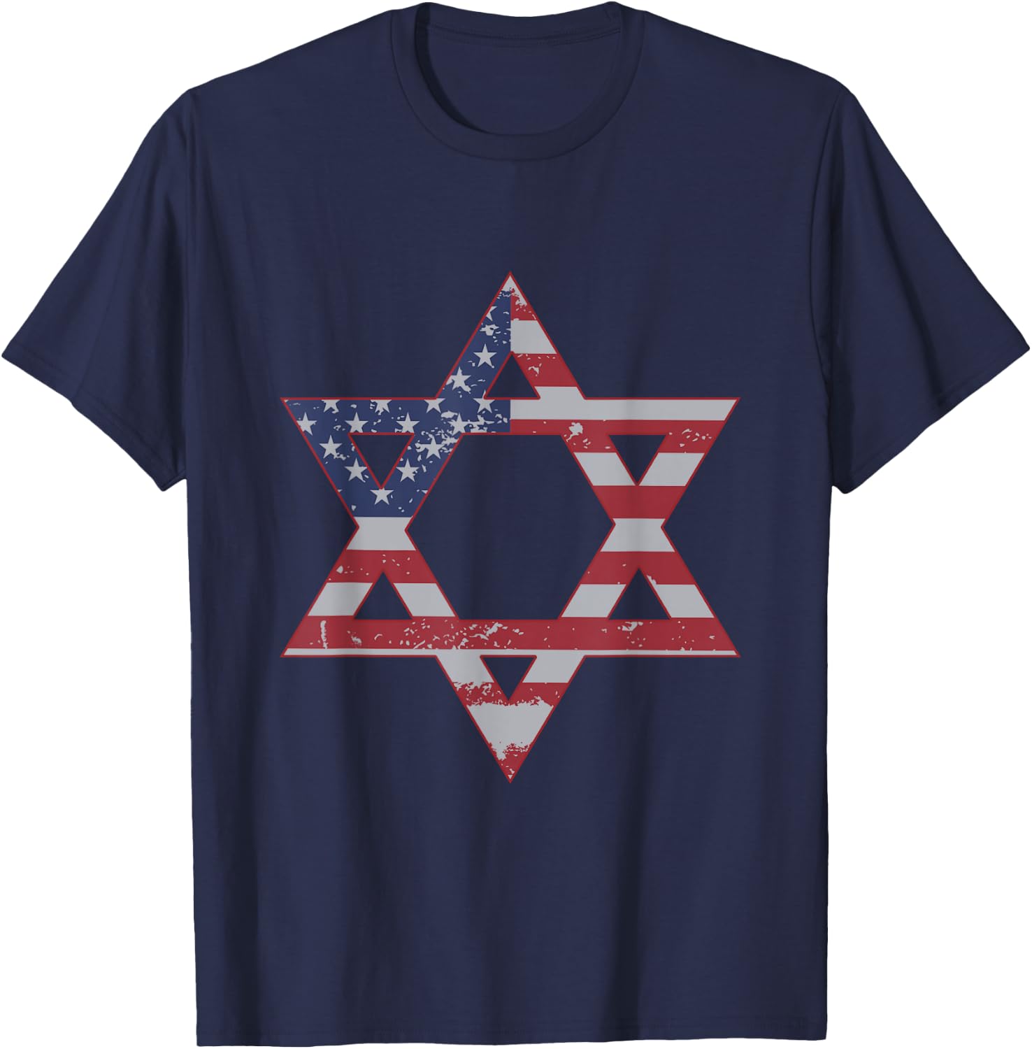 US USA America & Israeli Magen Star Of David T Shirt T-Shirt - T-Shirt | Navy