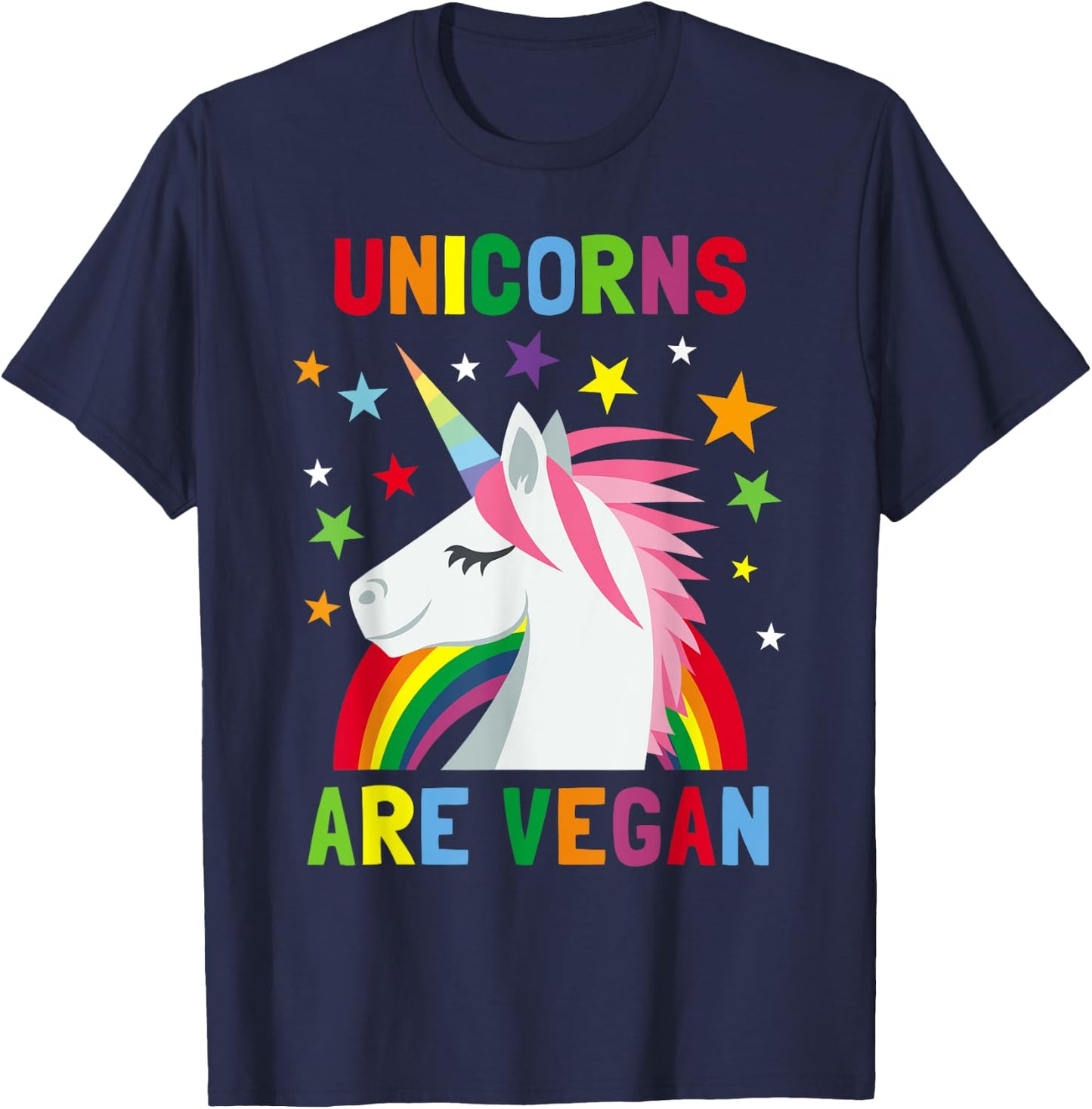 Unicorns Are Vegan Rainbow Plant-based Diet Vegans T-Shirt - T-Shirt | Navy