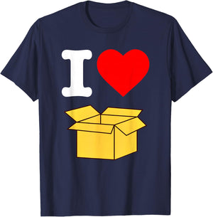 I Love Boxes Packing Cardboard Box Weird Funny Silly T-Shirt - T-Shirt | Navy