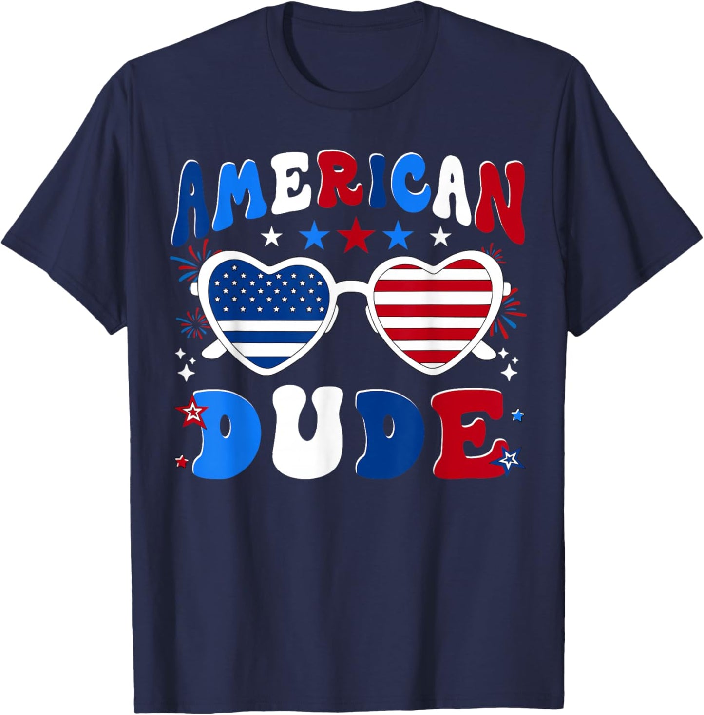 4th of July American Dude Sunglasses Men Boy Kids T-Shirt - T-Shirt | Navy