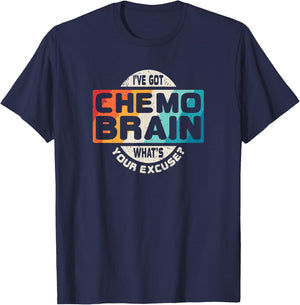 Cancer T Shirt Chemo Brain Retro Awareness Gift T-Shirt - T-Shirt | Navy