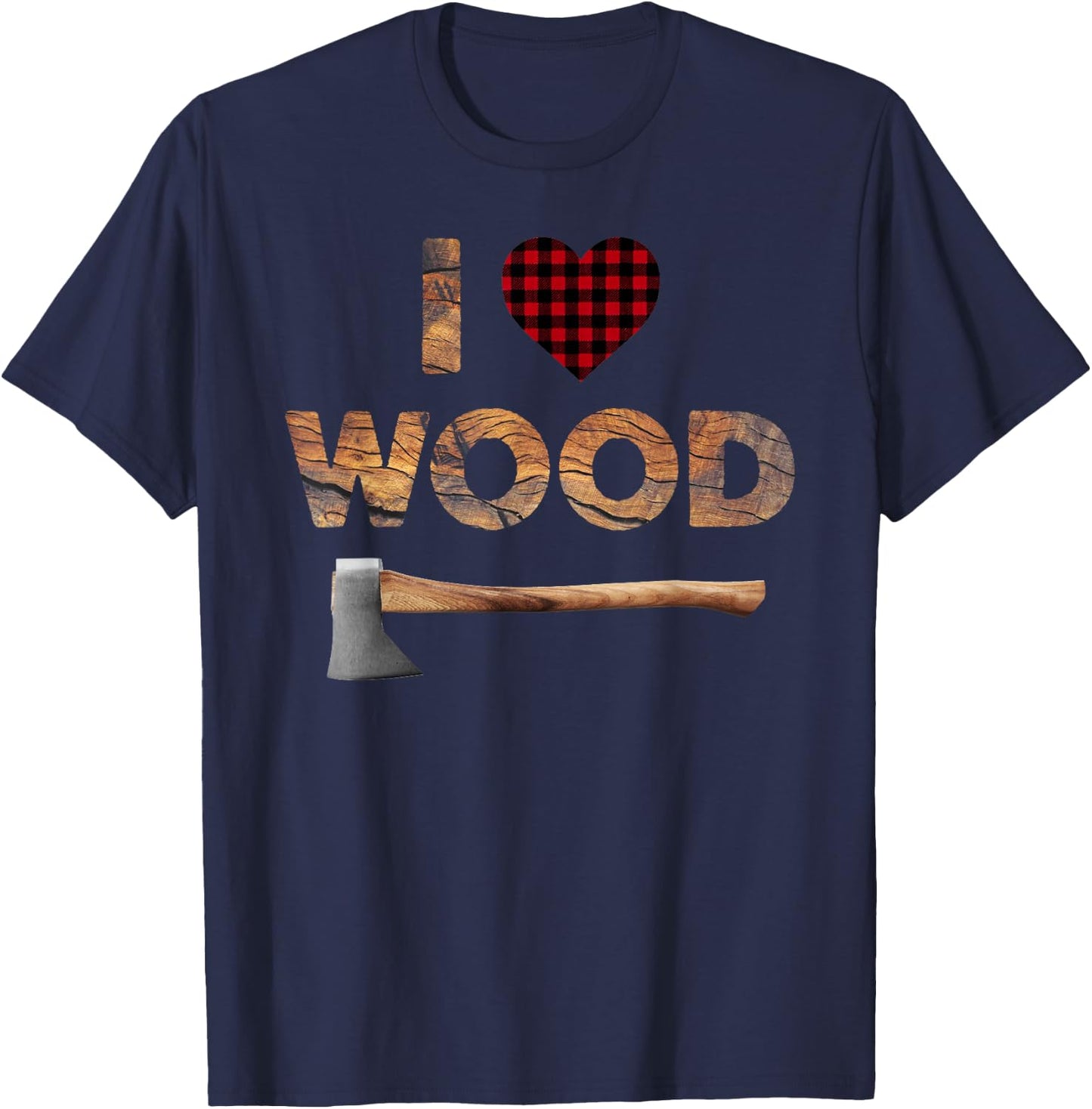 I Love Wood Lumberjack Heart Halloween Costume T-Shirt - T-Shirt | Navy