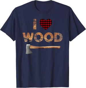 I Love Wood Lumberjack Heart Halloween Costume T-Shirt - T-Shirt | Navy