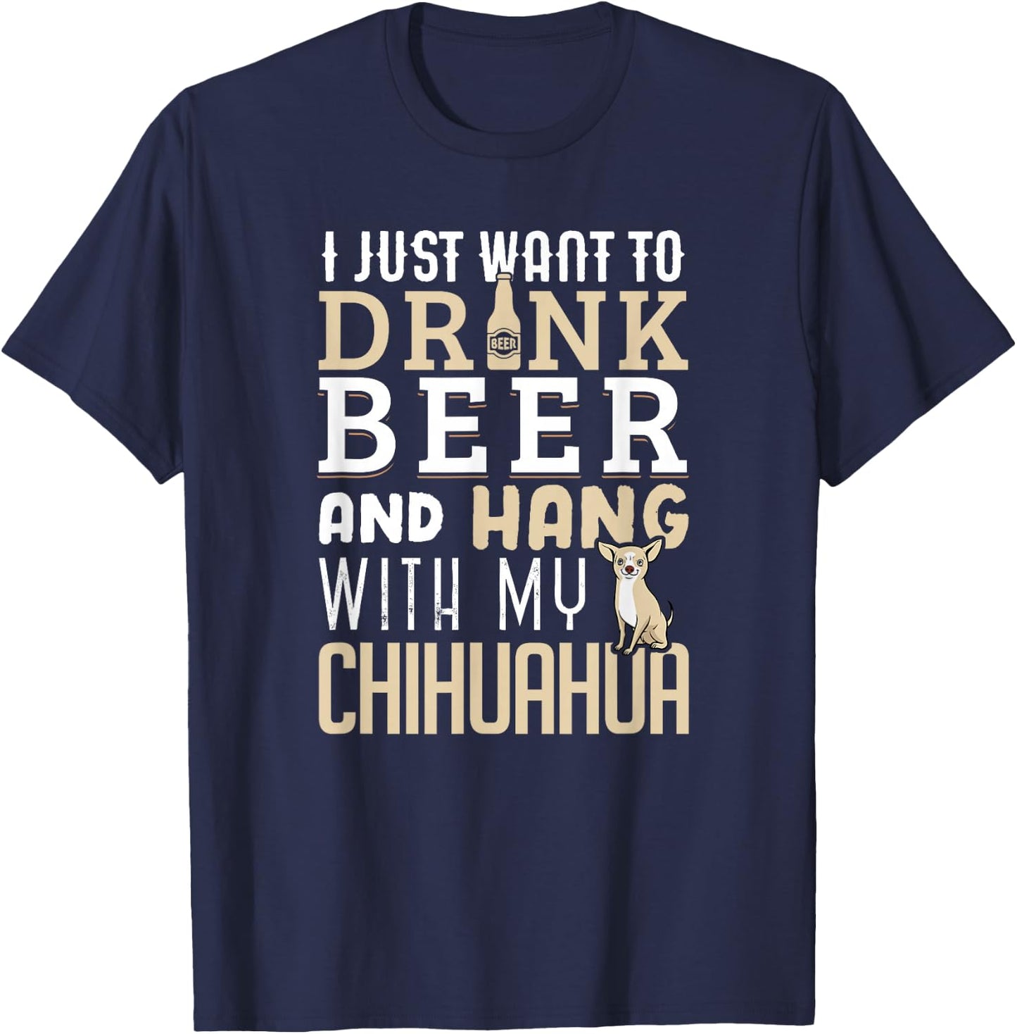 Funny Father's Day Dog Lovers Chihuahua Dad Shirt T-Shirt - T-Shirt | Navy