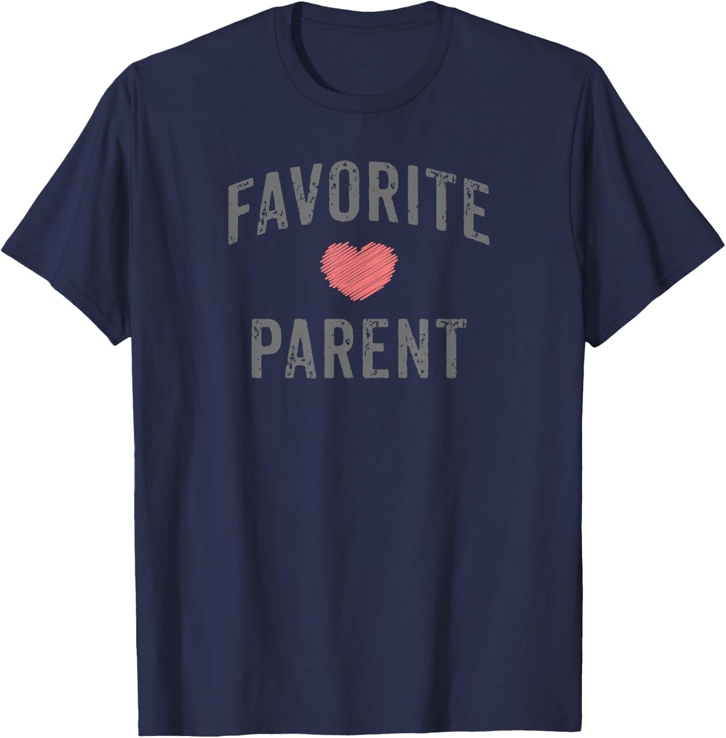 Favorite Parent Grey Vintage Distressed Faded Design Heart T-Shirt - T-Shirt | Navy