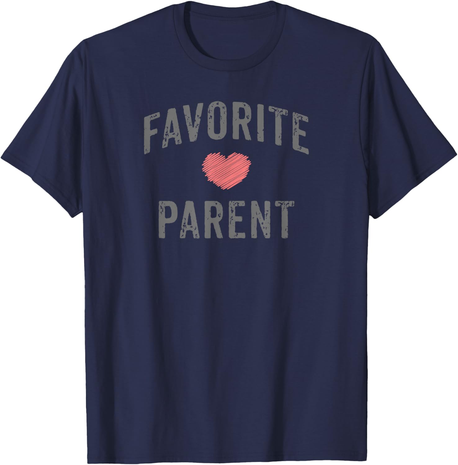 Favorite Parent Grey Vintage Distressed Faded Design Heart T-Shirt - T-Shirt | Navy